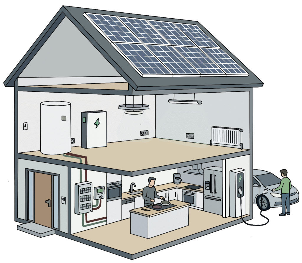 illustration d'une maison avec génie électrique